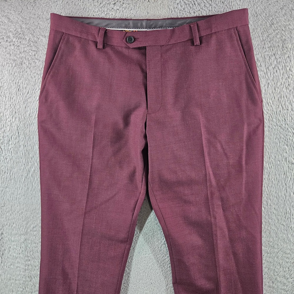 Next Tailoring Mens Burgundy Wool Rich Blend Dress Pants 34x31 - Picture 2 of 11